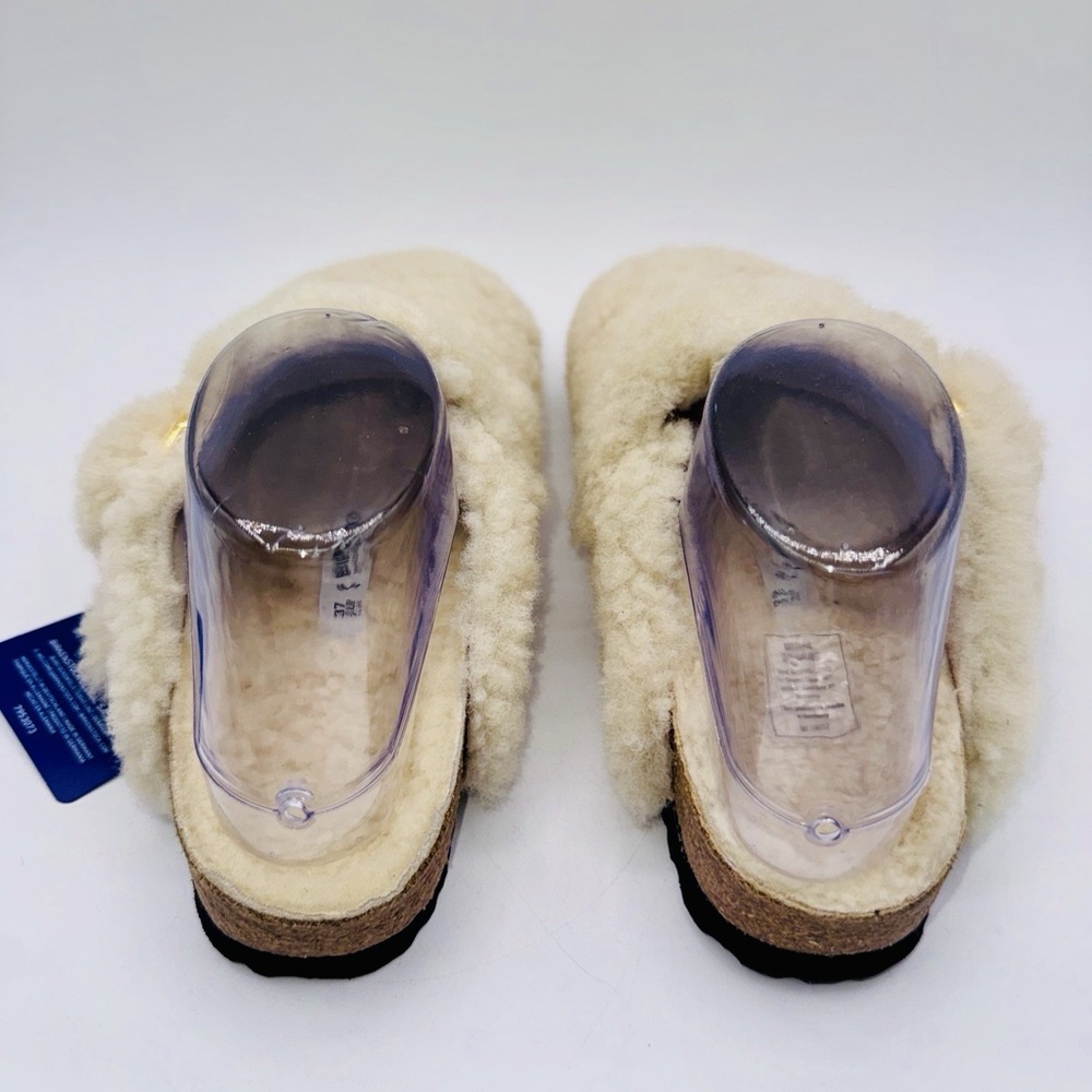 Birkenstock Boston Big Buckle Shearling Mules Women's Size 6 EU 37 Eggshell - Picture 13 of 16